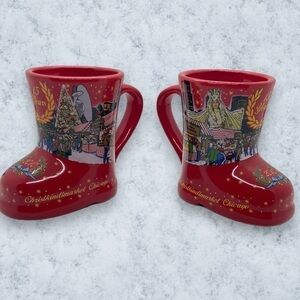 Chicago Christkindlmarket 2010 Commemorative Boot Shaped Mugs Set of 2